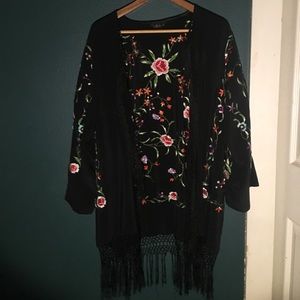Silk floral kimono